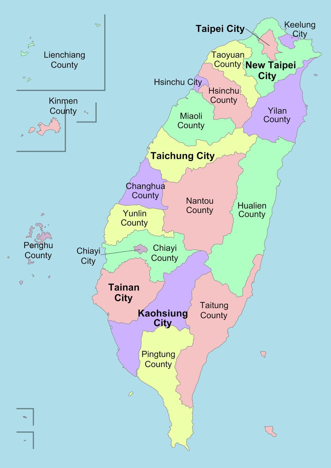 Bản đồ của đài Loan county