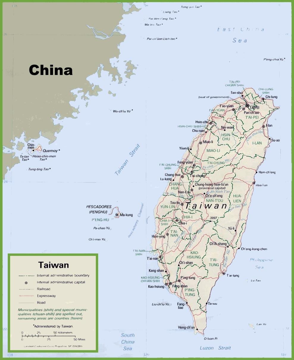 một bản đồ của đài Loan