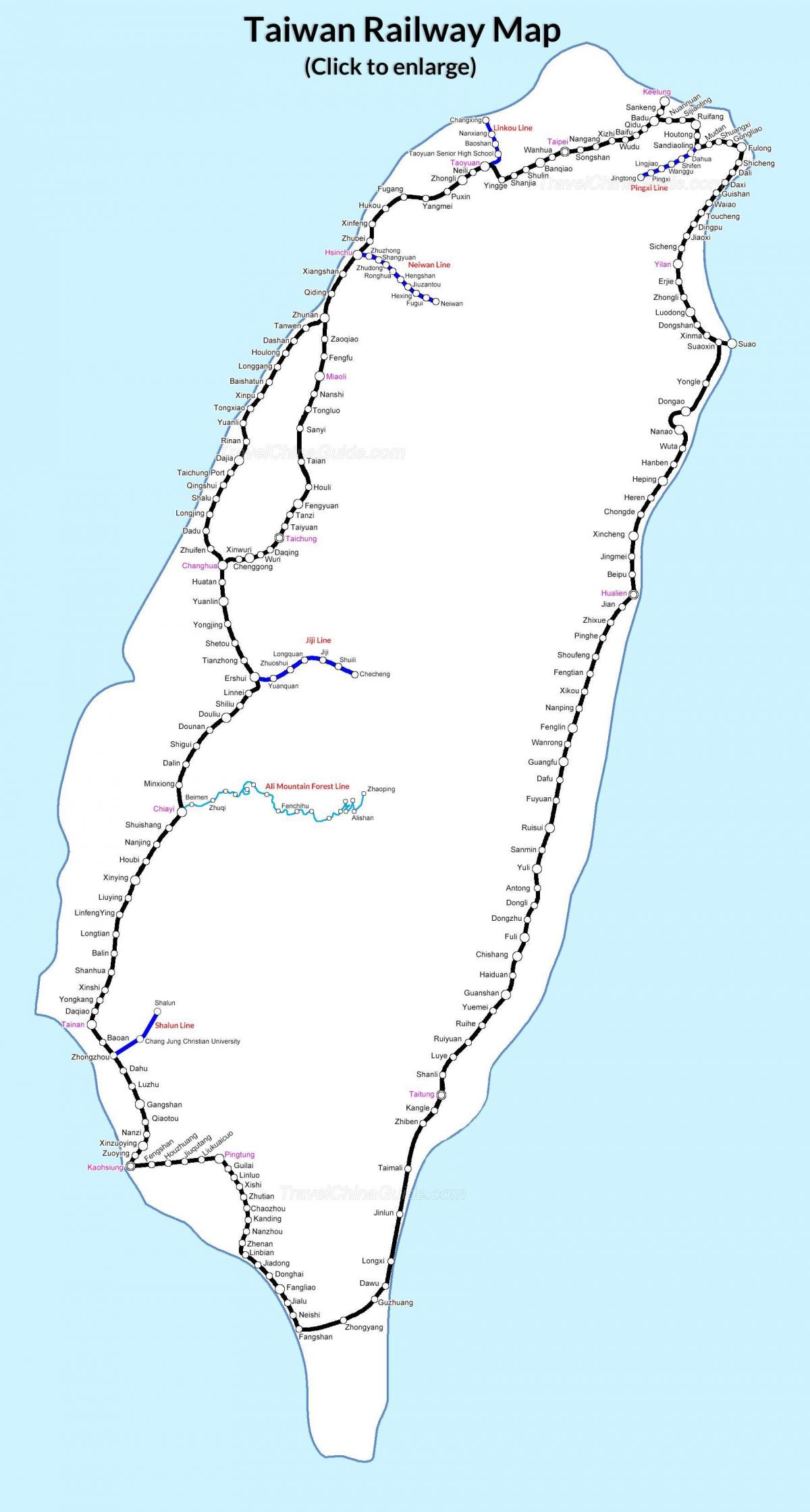 bản đồ đường sắt đài Loan